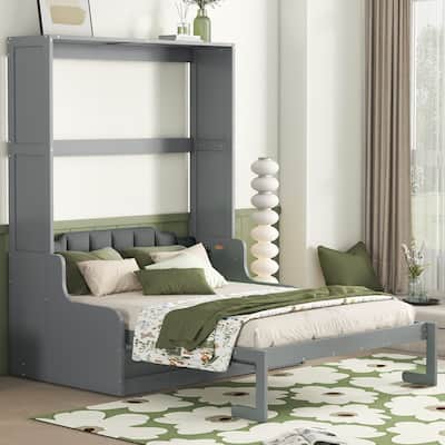 Gray Modern Queen Murphy Bed with Cushion