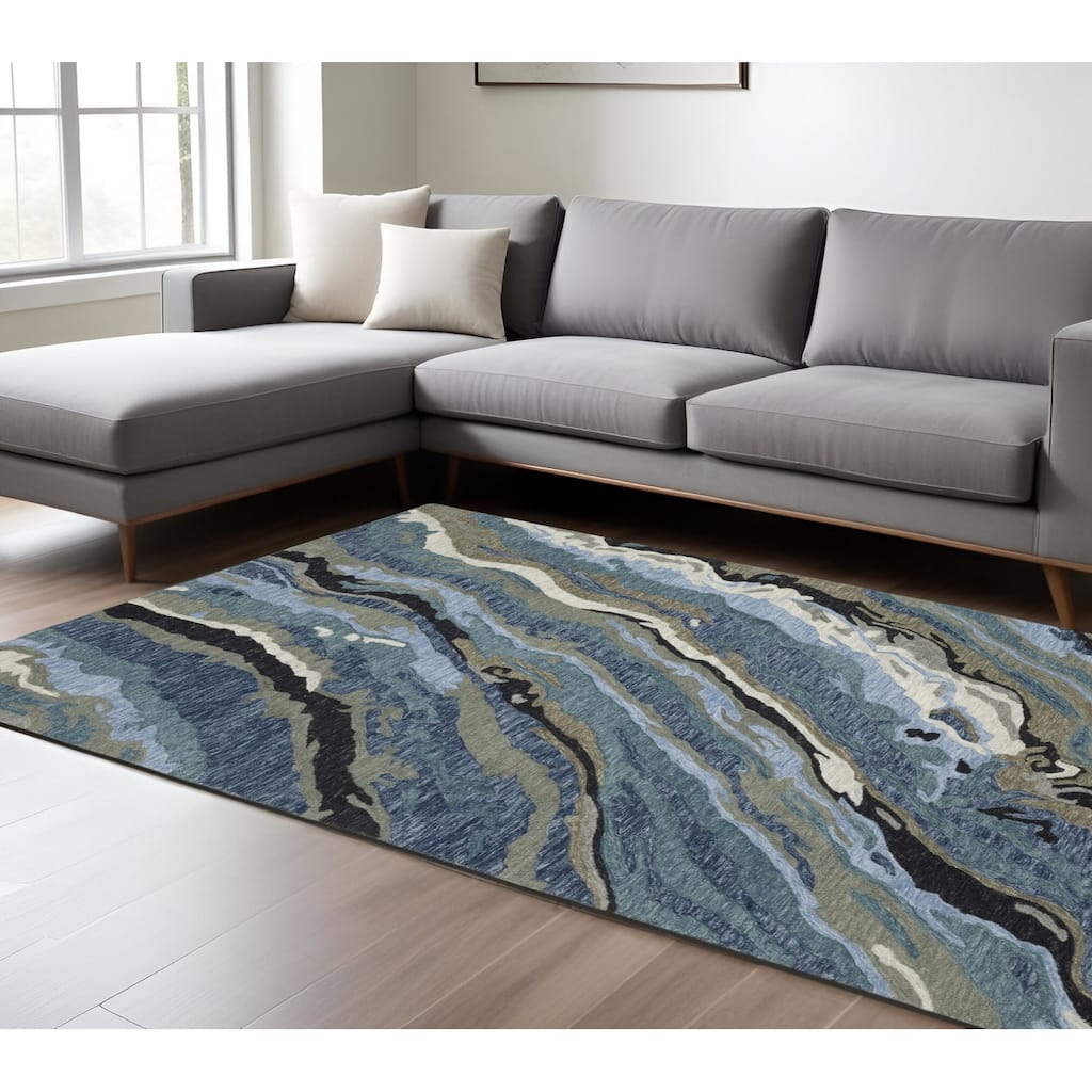 HomeRoots Abstract Modern Rectangle Area Rug