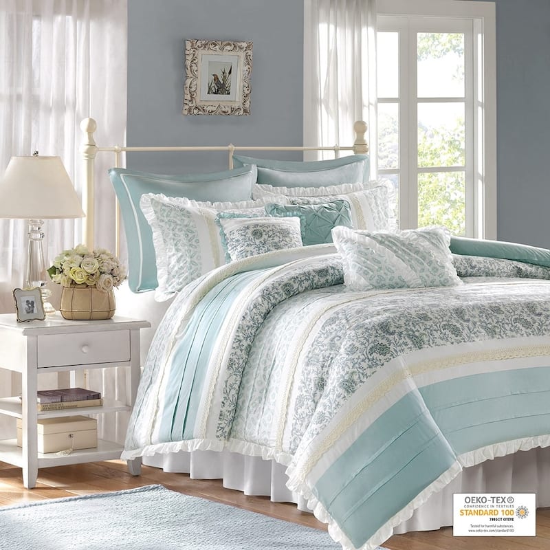 GDF Studio - Dawn 9 Piece Cotton Percale Duvet Cover Set