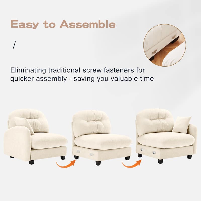 74" Loveseat Sofa, Modern Chenille Deep Seat Sectional Couch for Living Room, Tufted Backrest Love Seat with Pillows