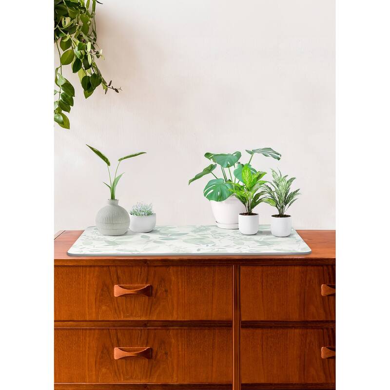 FloorPops Flora Green Stone Quick Drying Mat