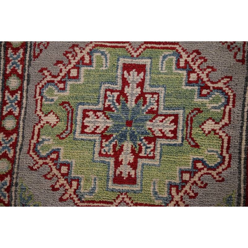 Traditional / Geometric Kazak Oriental Runner Rug Handmade Wool Carpet - 2'7" x 20'1"