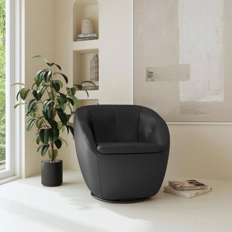 Homestyles Wade Black Leather Swivel Chair - Black