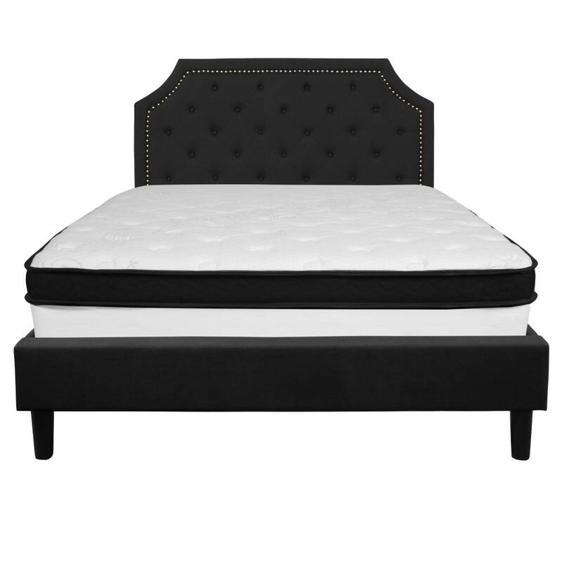 Arched Tufted Platform Bed and Memory Foam Pocket Spring Mattress
