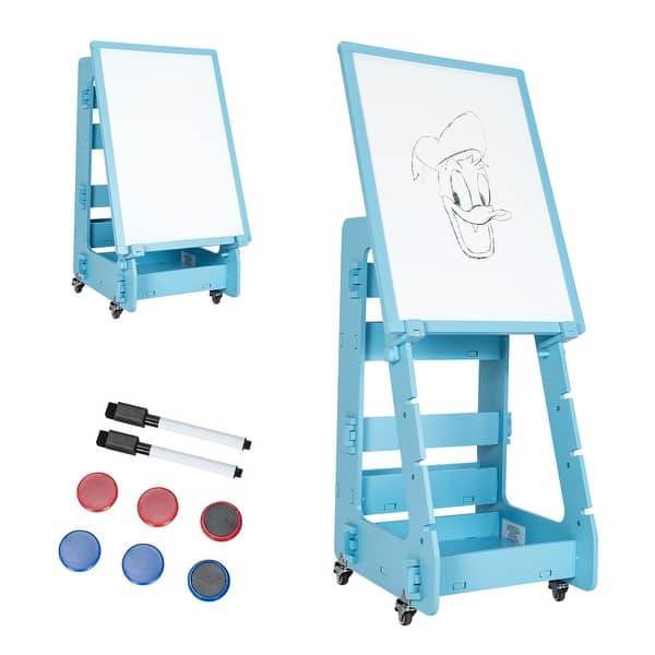 slide 2 of 9, Kids Standing Art Easel Dry-Erase Board Double Sided Chalkboard