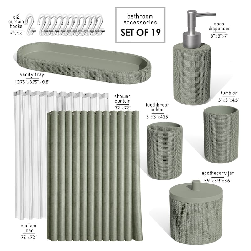 Clara Clark Complete Bathroom Accessories Set Shower Curtain, Bath Rugs & Shower Caddies