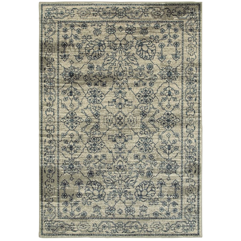Vista Home Hyvinge Navy/ Beige Rug - 9'10" x 12'10" - Cream/Navy - Rectangle