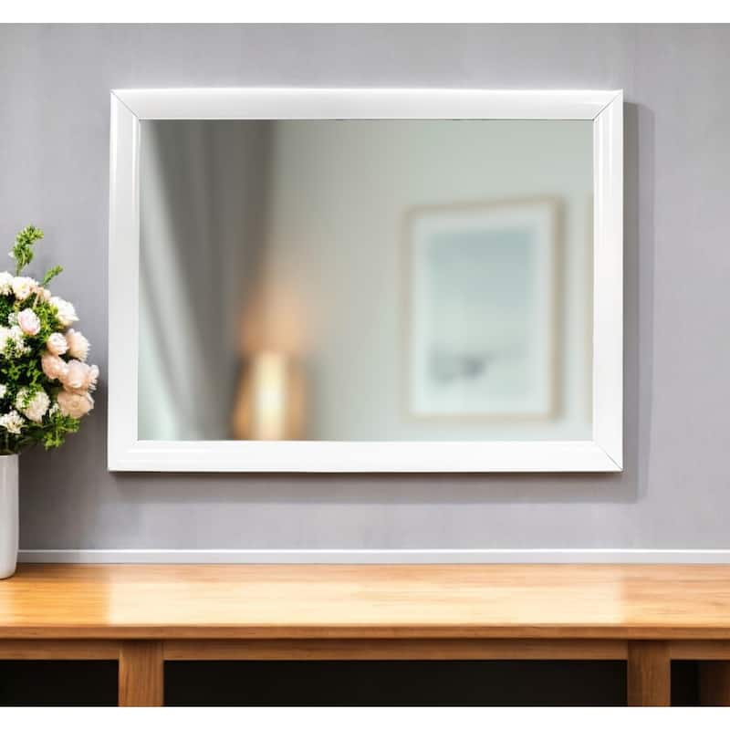 HomeRoots 35" Dark Gray Wood Framed Mounted Dresser Mirror - White