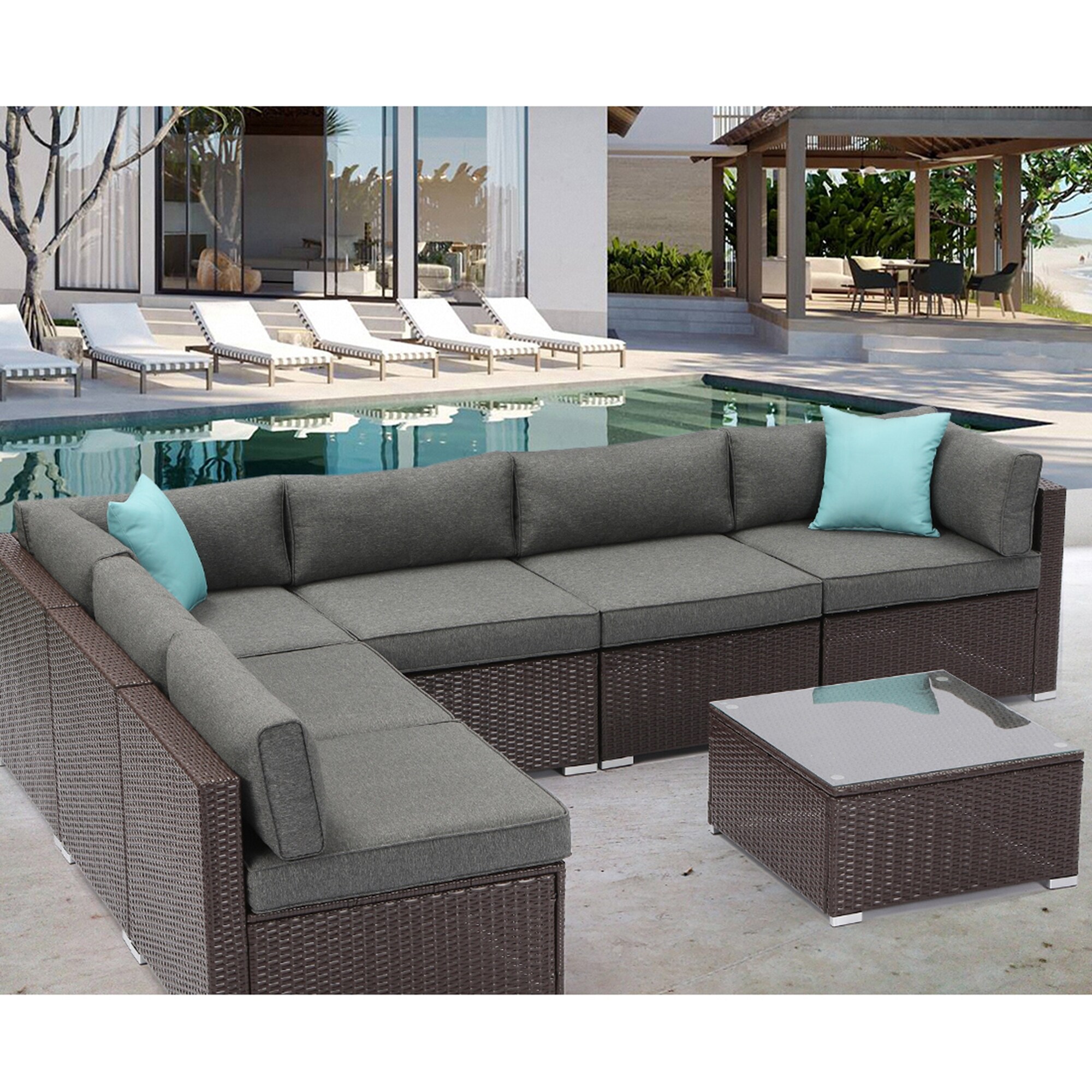 Shop Black Friday Deals On Cosiest 7 Piece Outdoor Patio Furniture Wicker Sofa Overstock 31483176