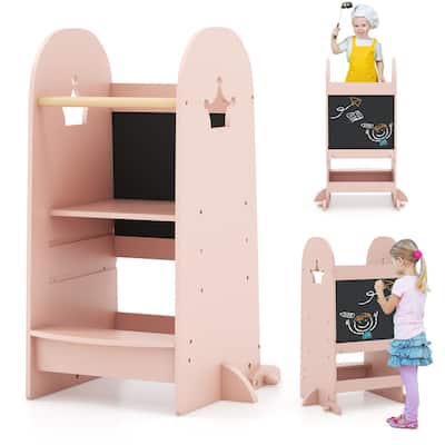 Gymax Multi-purpose Kids Kitchen Tower Children Standing Tower Kids