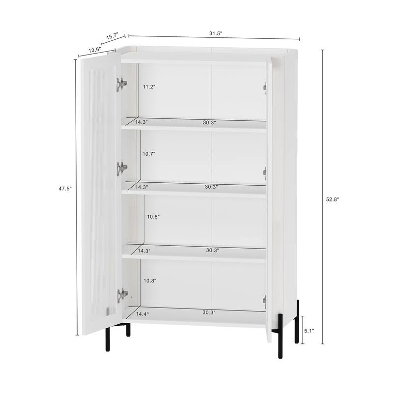 Manhattan Comfort 2-Piece Modern Abbey Tempered Glass Accent Cabinet