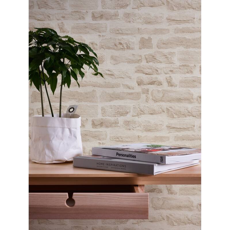 Galerie Wallcoverings Bricks and More Collection Rocky Brick Motif Matte Finish Vinyl on Non-woven Wallpaper Roll