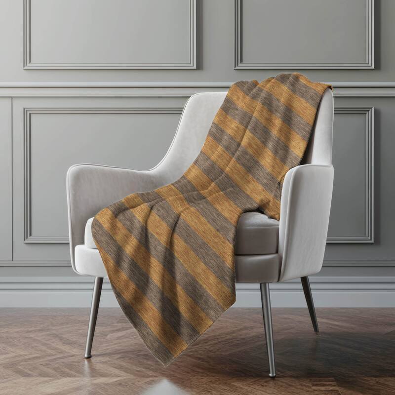Premium Machine Washable Casual Stripes Sherpa Throw Blanket - Fudge - 4'2" x 5'10"