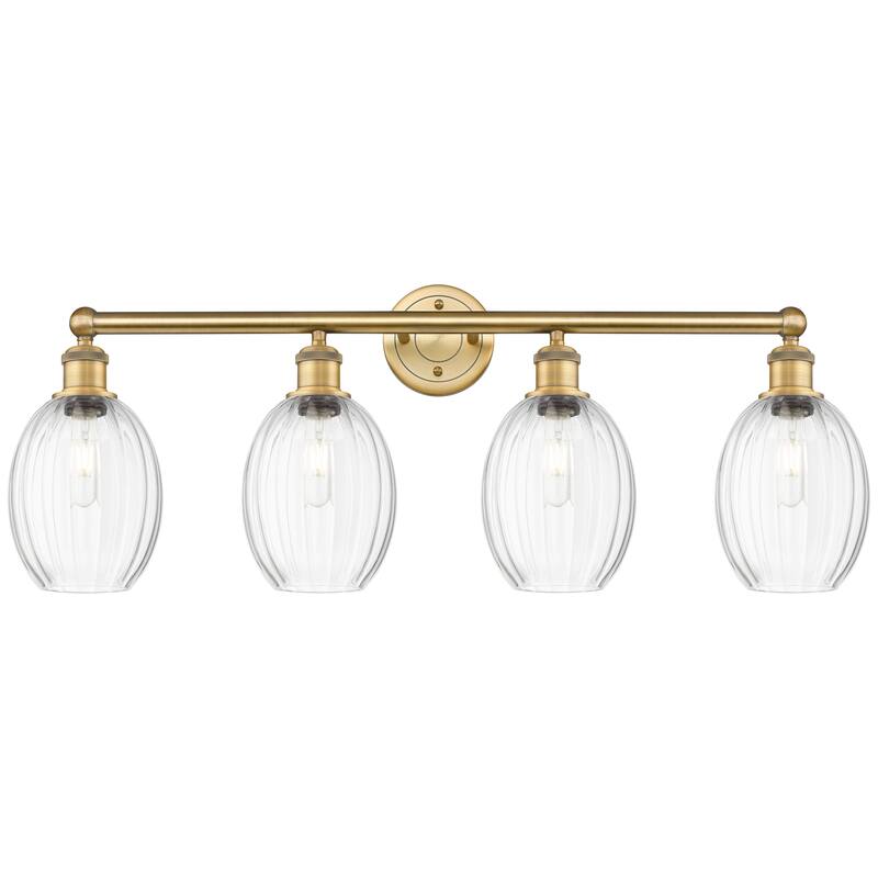 Innovations Lighting Endless Possibilities Edison - Preston - 4 Light 33" Bulb Shade Bath Vanity Light - Clear/Brushed Brass