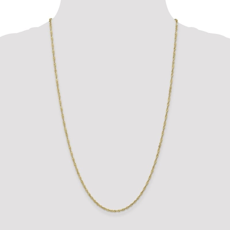 Curata Women's 10k Yellow Gold 9" 1.7mm Singapore Chain Anklet