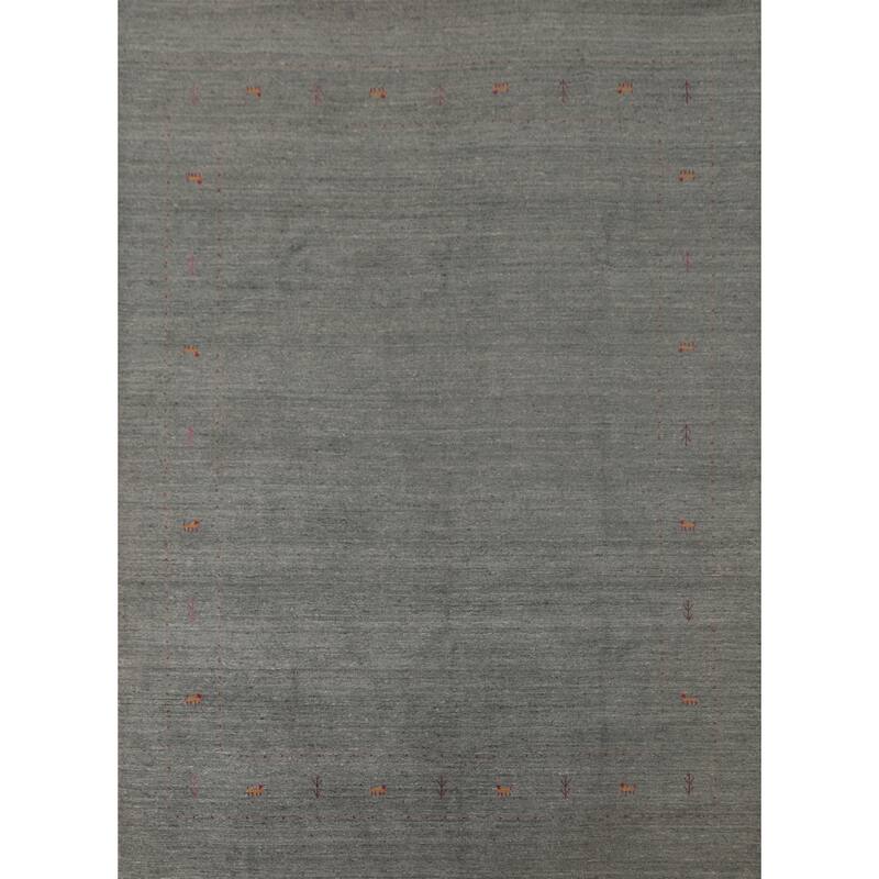 Gray Gabbeh Oriental Area Rug Wool Carpet - 8'0"x 9'8"