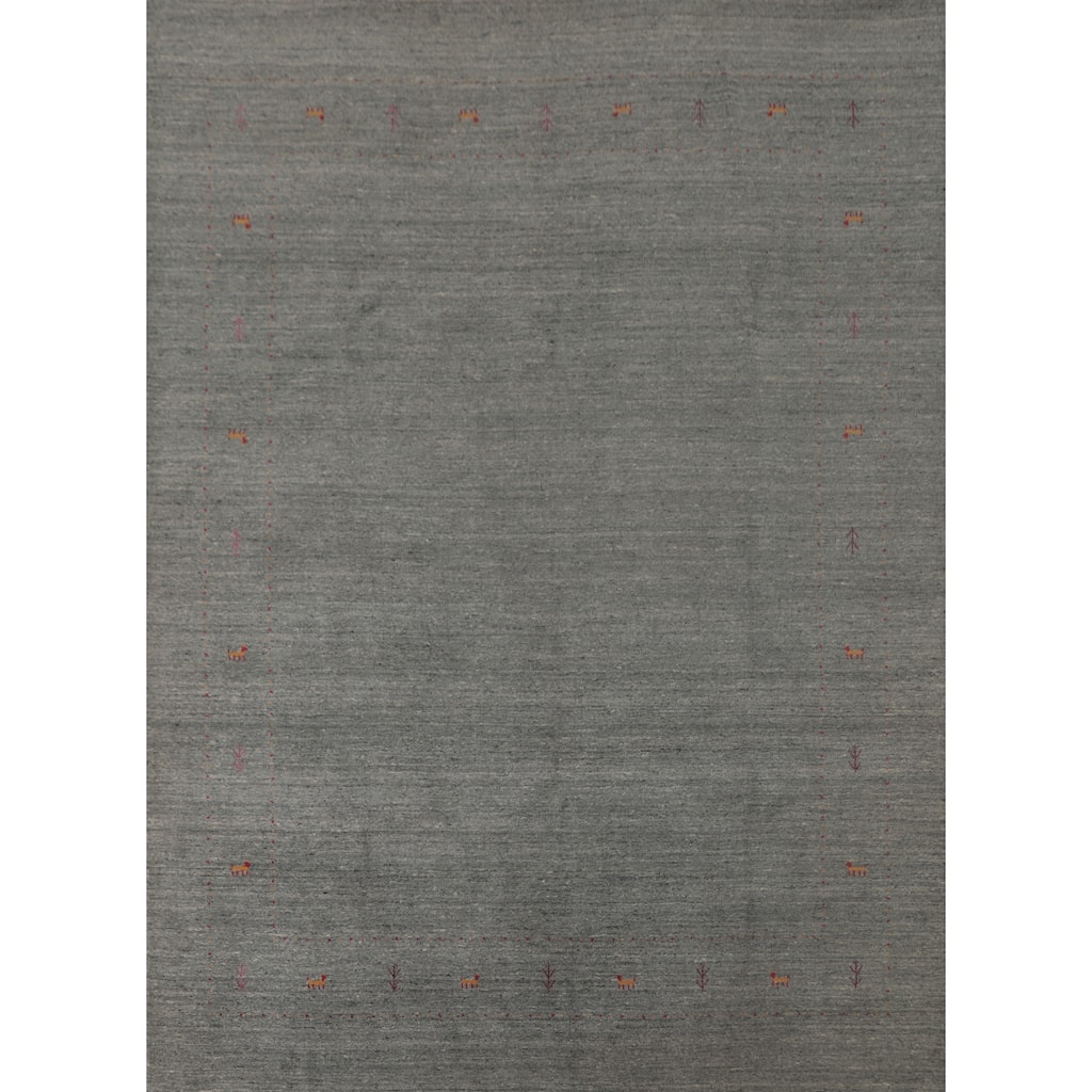 Gray Gabbeh Oriental Area Rug Wool Carpet - 8'0"x 9'8"