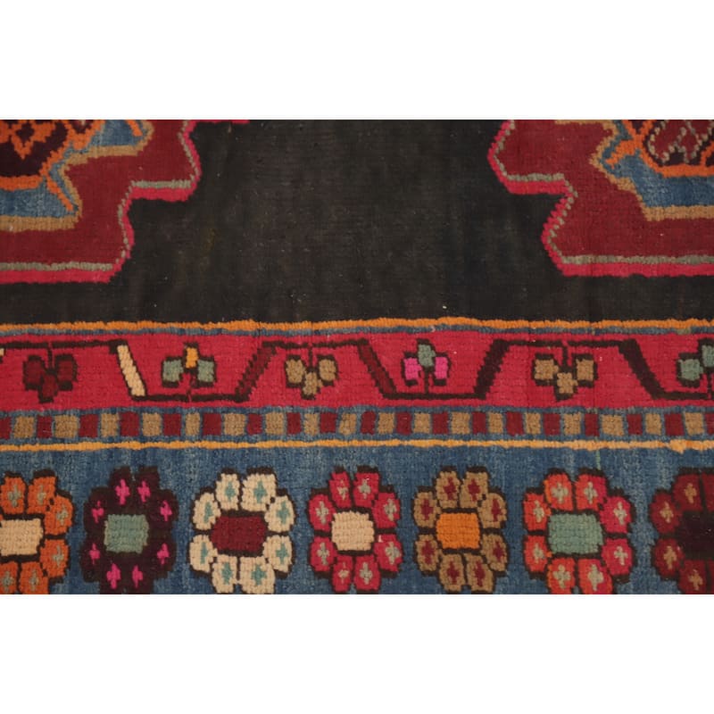 Hand Knotted Oriental 100% Wool Carpet Traditional Geometric Greys & Charcoal Ardebil Runner Rug - 10' 1'' X 3' 8''
