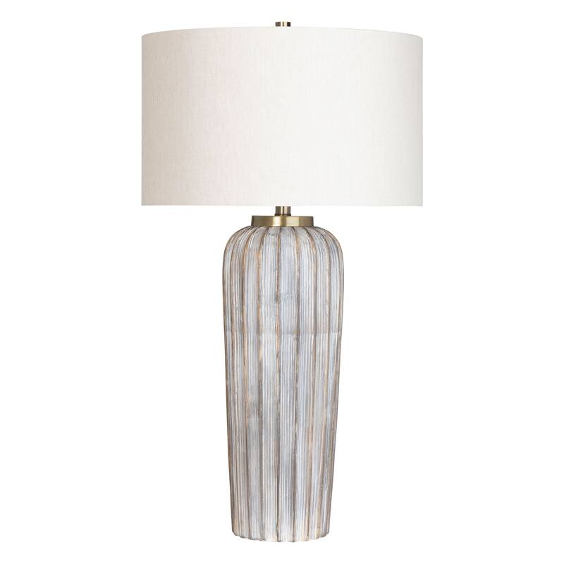 Pascal 33" Table Lamp with Linen Drum Shade, Gray