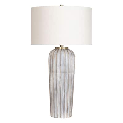 Pascal 33" Table Lamp with Linen Drum Shade, Gray