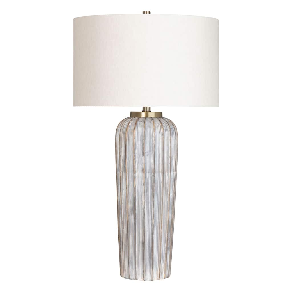 Pascal 33" Table Lamp with Linen Drum Shade, Gray