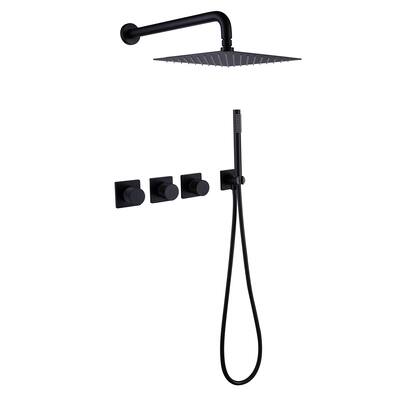 Modern Wall Mounted Matte Black Rainfall Shower System
