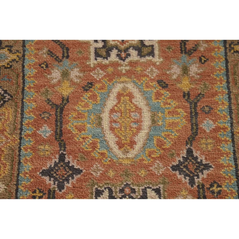 Traditional Heriz Serapi Runner Rug Hand-Knotted Geometric Wool Carpet - 2'7" x 7'8"