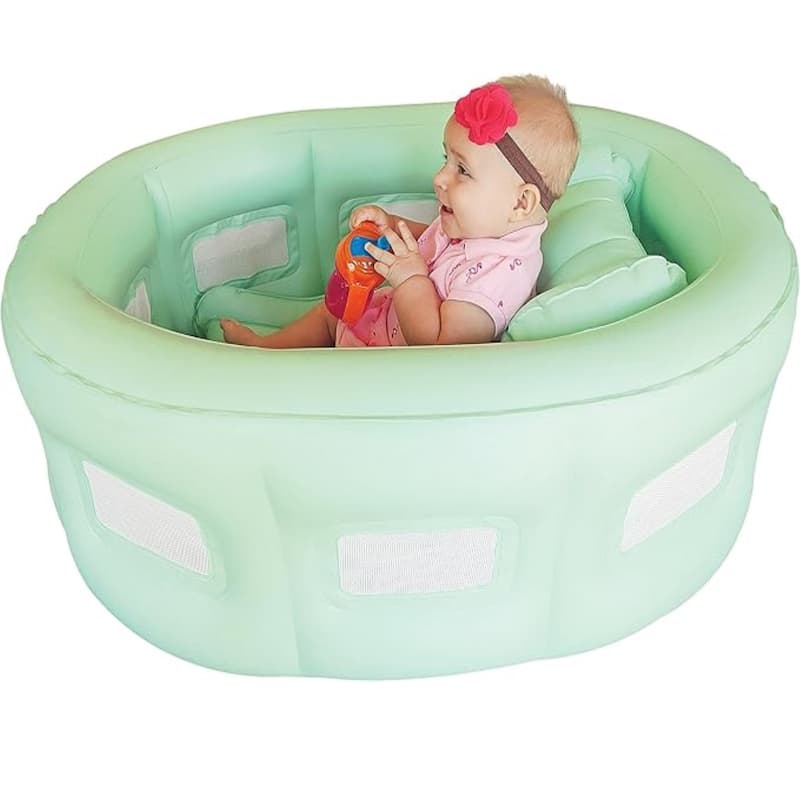4-in-1 Room to Grow Portable Inflatable Baby Bathinet - Green - 26"