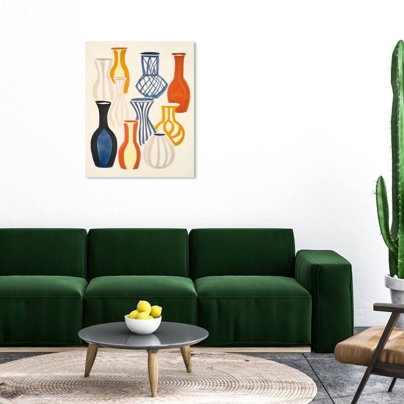 Wynwood Studio Canvas Abstract Abstract Vases Blue and Dark Yellow Modern & Contemporary Wall Art Canvas Print - 30 x 36