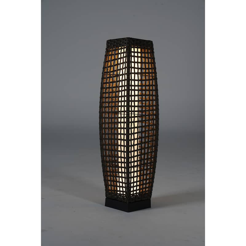 Solar Outdoor Floor Lamp, Lantern Wicker Deck Lights for Garden Decor, 1 Piece