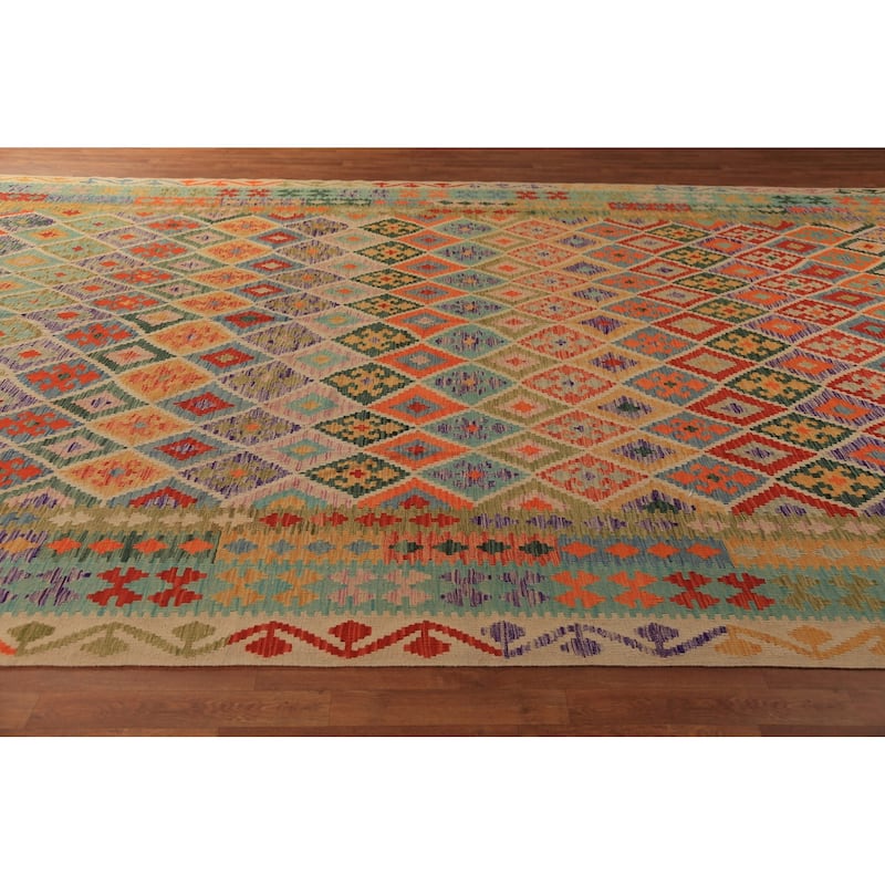 Southwestern Kilim Oriental Large Rug Hand-Woven Wool Carpet - 10'0"x 16'4"