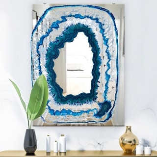 Porch & Den 'Geode 1' Blue Glass Modern Vanity Printed Mirror