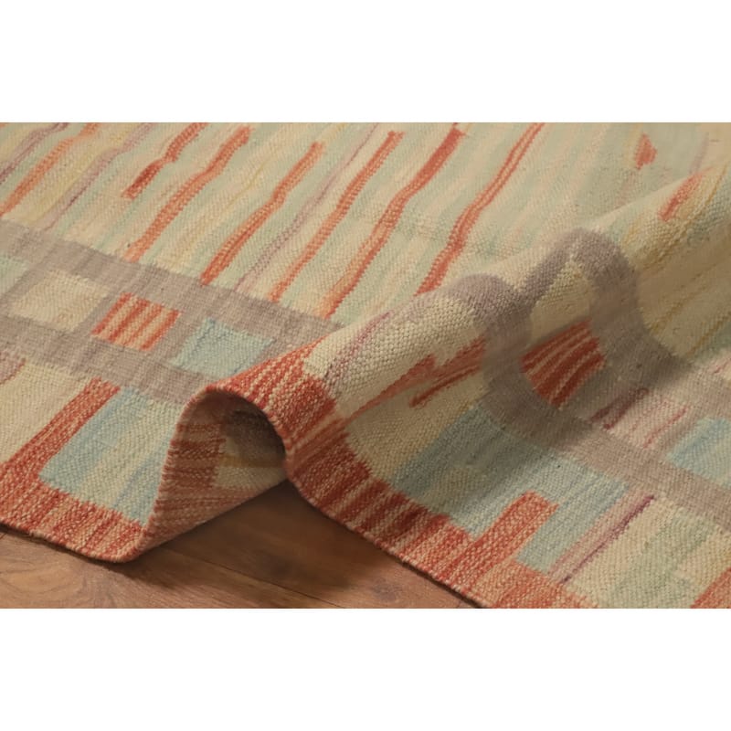 Hand Woven Southwestern Wool Yellow Geometric Area Rug - 8' 4'' X 4' 11''
