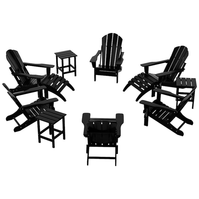 Laguna Hdpe All Weather Outdoor Patio Foldable Adirondack Chairs Conversation Set (12-Piece Set)