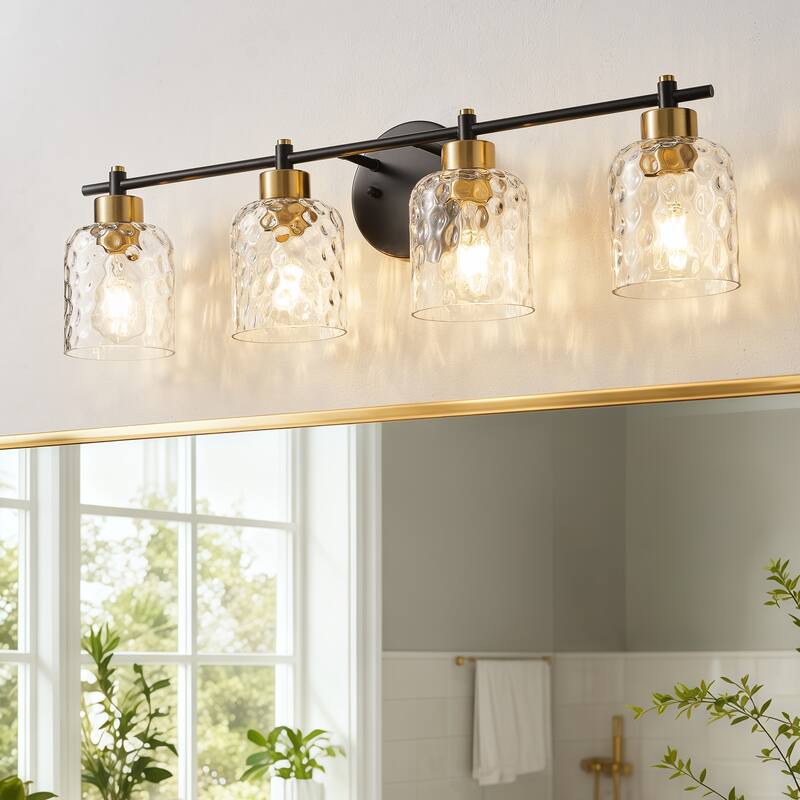 Starsky 2/3/4 Light Modern Dimmable Hammered Glass Bathroom Vanity Light - 4-Light-30.7''