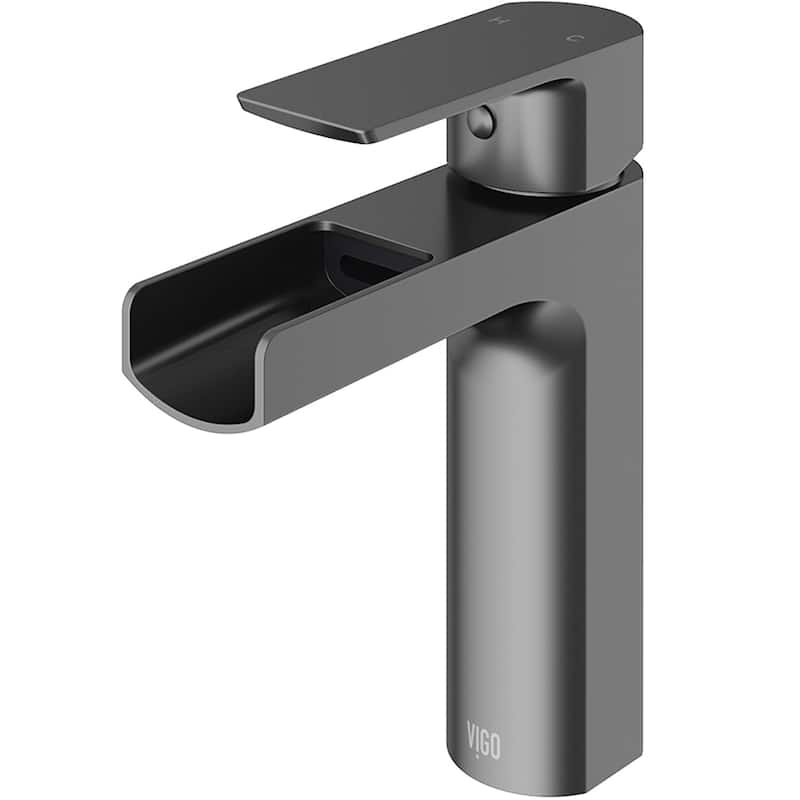 VIGO Ileana 7" H Single Handle Single Hole Bathroom Faucet - Without Extras - Graphite Black
