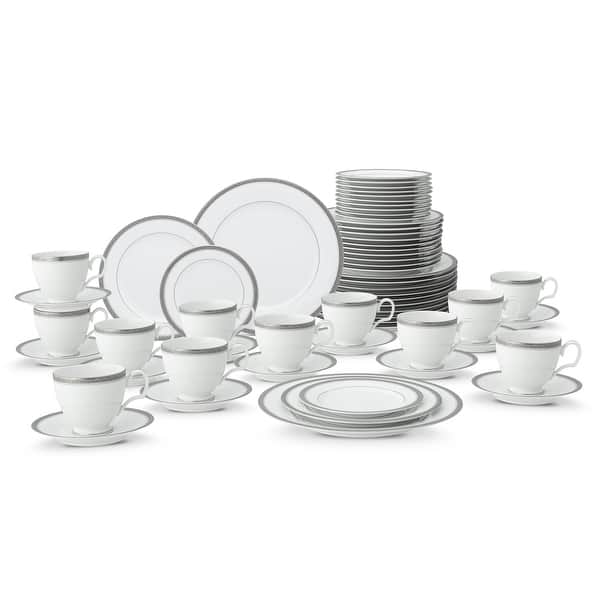 Charlotta 60-Piece Dinnerware Set- Platinum