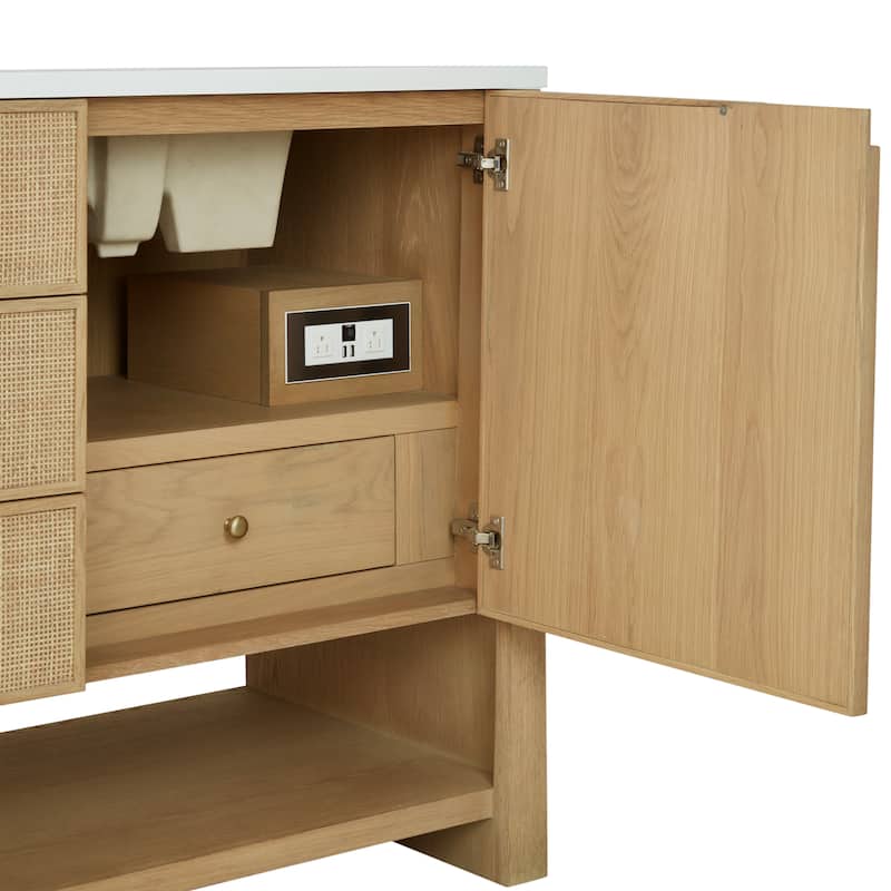 Solene 72" Double Vanity, Seaside Oak, w/FreePower Wireless Charger