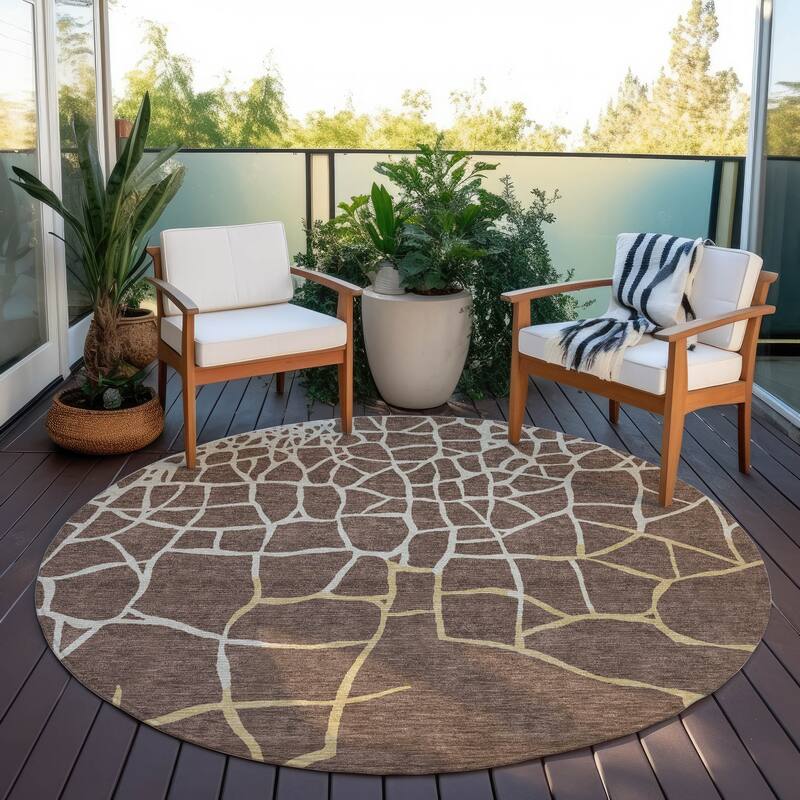 Machine Washable Indoor/ Outdoor Abstract Webby Chantille Rug
