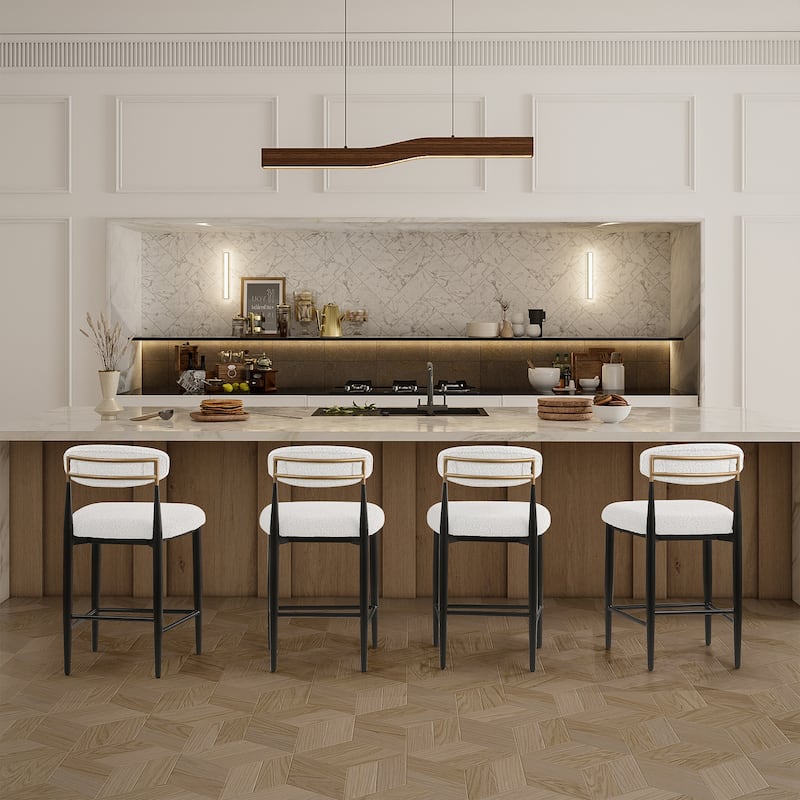 Morden Fort Modern Armless Boucle Bar Chairs(Set of 4) - White
