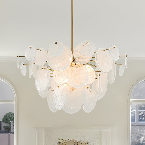9-Light Modern Tiered Cloud Glass Discs Chandelier