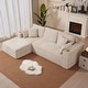 preview thumbnail 40 of 48, 102.76" Corduroy Cloudy L Shaped Sofa with Headrests