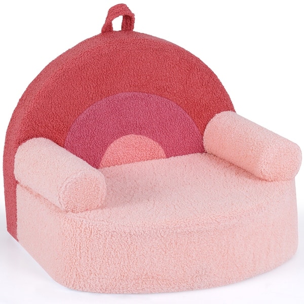 slide 2 of 10, Gymax Kids Couch Toddler Foam Sofa w/ Soft & Machine-Washable Teddy Pink
