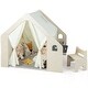 preview thumbnail 3 of 8, Montessori Style Indoor Playhouse with Storage Bin and Floor Mat for Toddlers Aged 2-6 Years Old-Beige