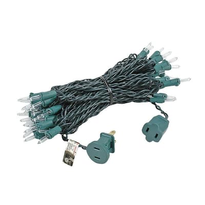 50 Light Christmas Mini Light Set, Green Wire, 25' Long