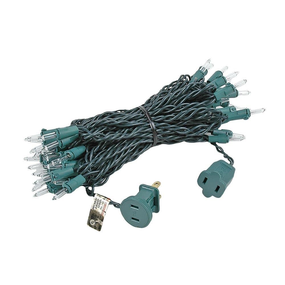 50 Light Christmas Mini Light Set, Green Wire, 25' Long