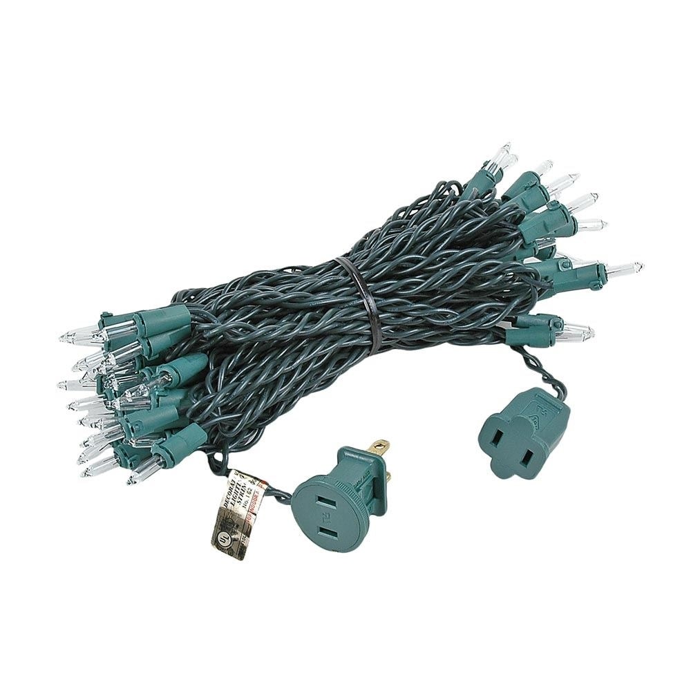 50 Light Christmas Mini Light Set, Green Wire, 25' Long