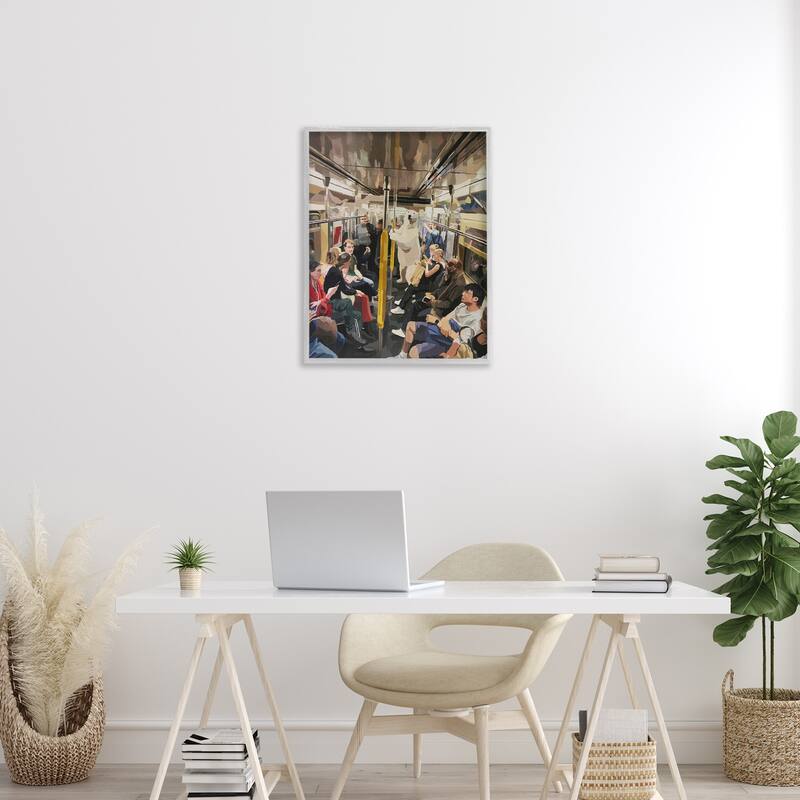 Stupell Polar Bear on Subway Framed Giclee Art Design By Keith Thomson