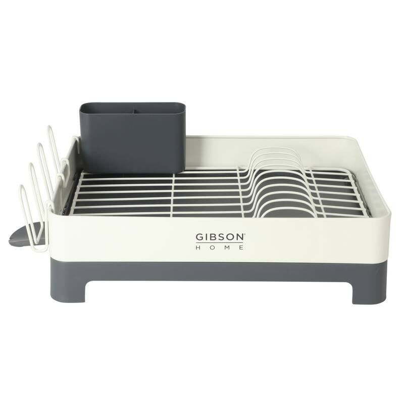 Gibson Home Nestcraft Full Size Rust Resistant Dish Rack with Drain Board and Flatware Caddy