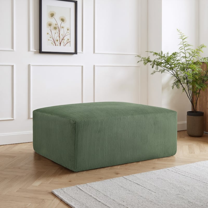 Corduroy Upholstered Modular Sectional Sofa with Ottoman - Green-ottoman - Reversible